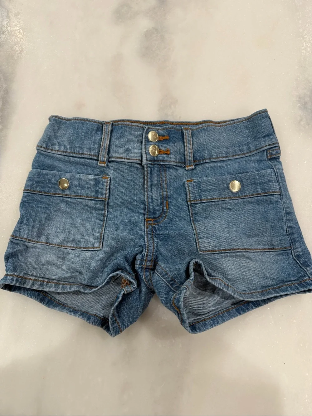 abercrombie kids Denim Utility High-Rise Shorts - Blue